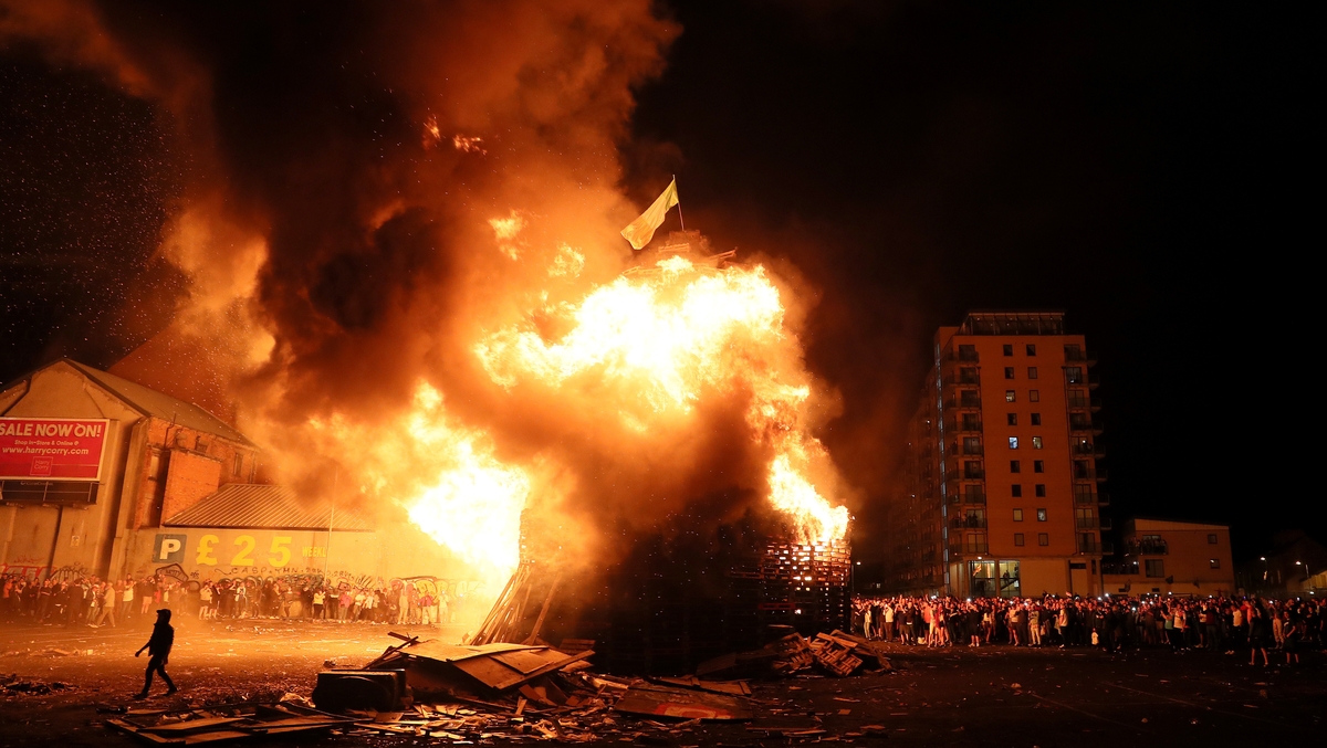 Political posters burned in bonfires in Northern Ireland