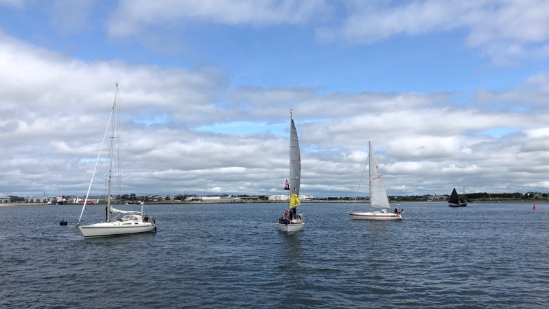 A flotilla of boats are sailing from Galway Harbour to the Breton port