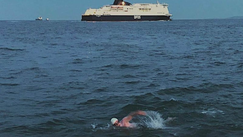 Barry Murphy landed on the beach in Normandy after a swim time of 11 hours and 52 minutes