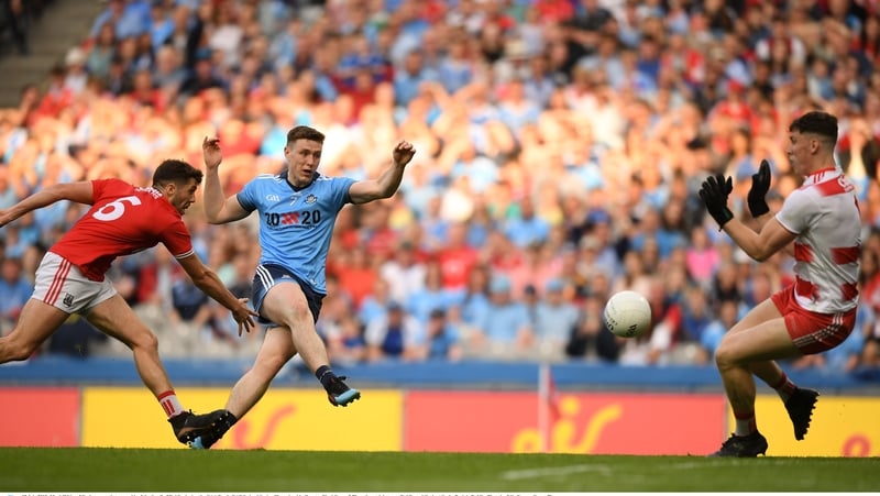 Mark White saves a shot on goal by John Small of Dublin