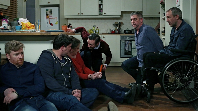 Daithí Mac Suibhne as Emmet, Maclean Burke as Damien, Sorcha Fox as Miriam, Marcus Lamb as Dr James Oakley, Karl Shiels as Robbie and Steve Gunn as Dan (2018)