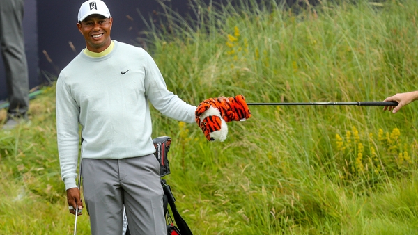 Tiger Woods during practice at Royal Portrush