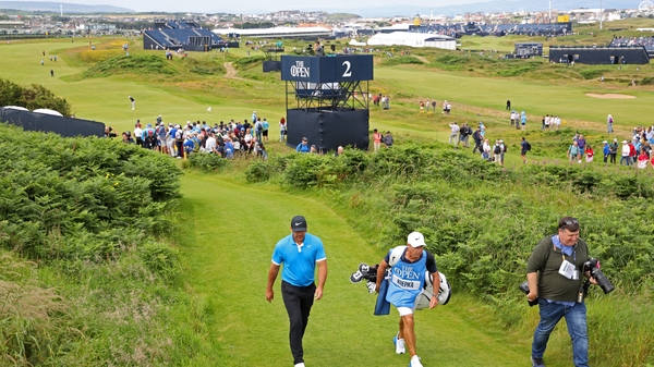 Brooks Koepka and his caddy at Royal Portrush