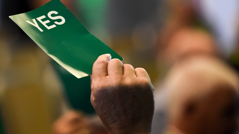 A delegate casts a vote during the FAI's 2018 AGM