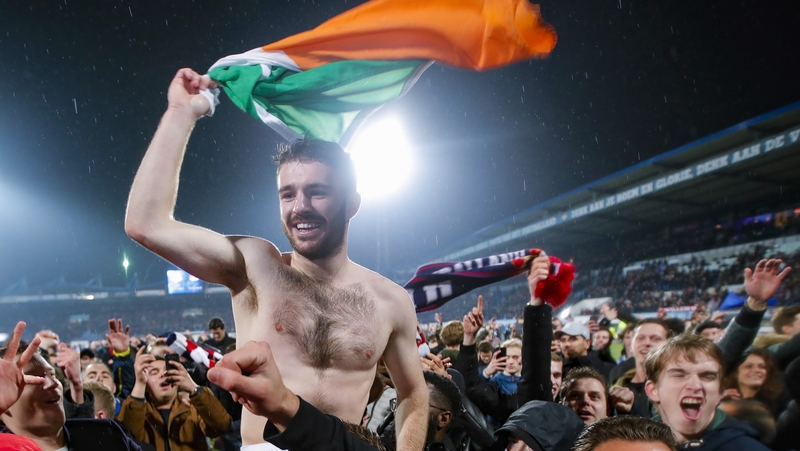 Dan Crowley celebrates Willem II's KNVB Cup semi-final against AZ Alkmaar