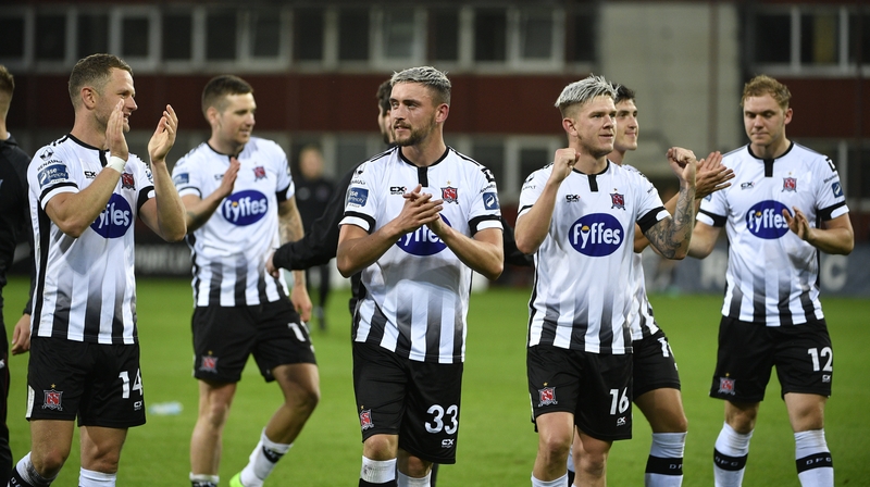 Dean Jarvis of Dundalk, centre, and team-mates celebrate