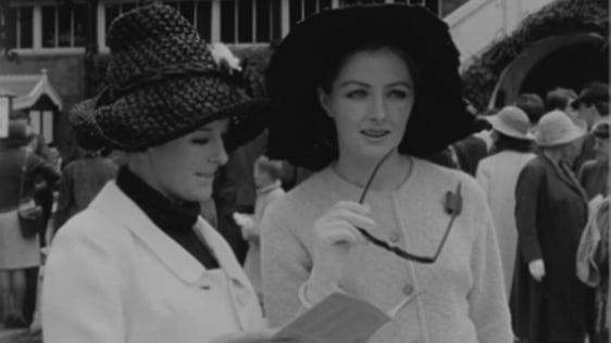 Two fashionably dressed women at the Dublin Horse Show Ladies Day (1964)