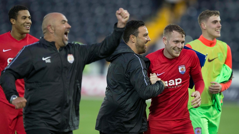 Connah's Quay Nomads celebrate a famous and unlikely win