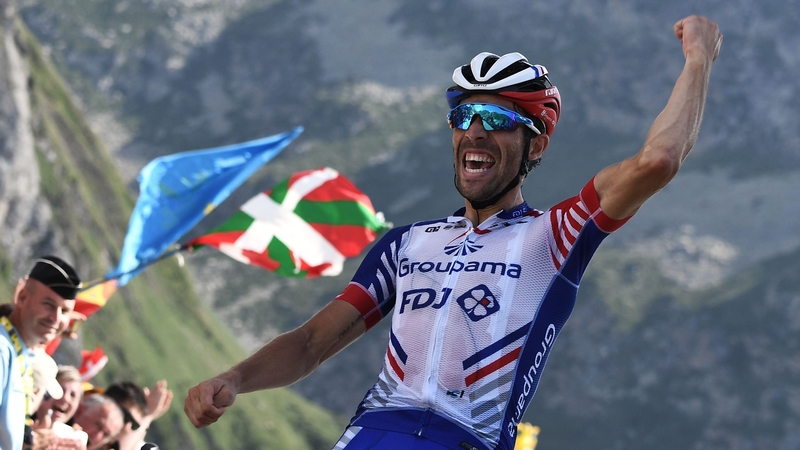 Thibaut Pinot celebrates stage victory