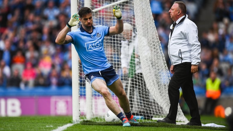 Michael Darragh Macauley scores Dublin's second goal against Roscommon at Croke Park