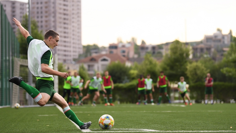 Joe Hodge takes a corner during today's training session