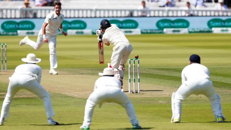 Mark Adair bowling to Rory Burns