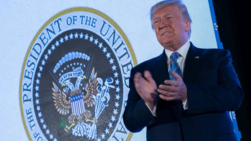 The fake seal behind Donald Trump at the Turning Point event