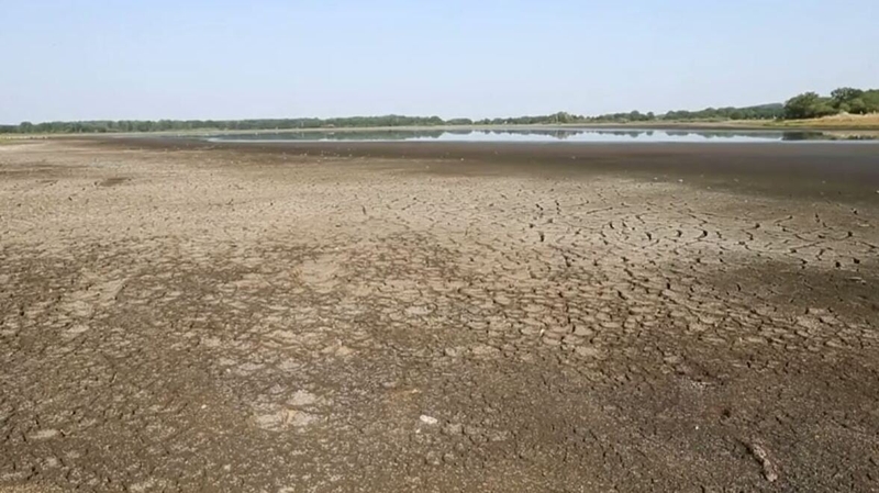 The lake has shrunk from an average size of 100 hectares to 15 hectares, and is still falling