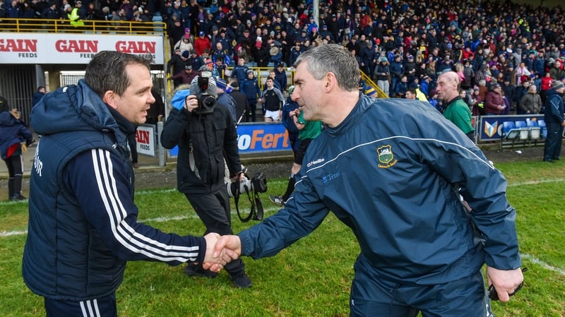 Davy Fitzgerald's Wexford got the better of Liam Sheedy (R) and Tipperary in the Allianz Hurling League in February