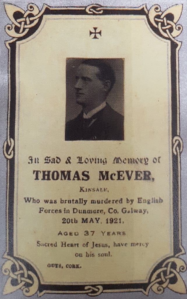 <p>Memorial card for Thomas McEver</p>
