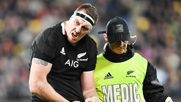 Brodie Retallick leaves the field with dislocated shoulder