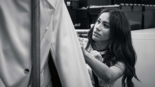 Meghan Markle in the offices of Smart Works, which she is Patron of. Photo: Getty
