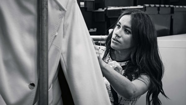 Meghan Markle in the offices of Smart Works, which she is Patron of. Photo: Getty