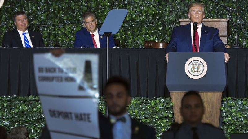 Donald Trump was accused of 'hate' by a heckler during a speech in Virginia