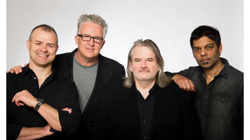 Monkey House: left to right, Mark Kelso, drums and percussion; Don Breithaupt, singer, keys; Pat Kilbride, bass; Justin Abedin, guitars.