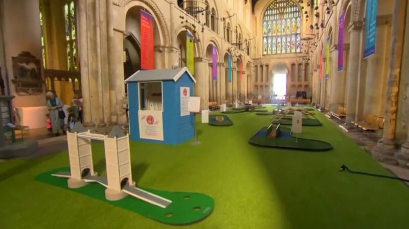 The golf course is not a permanent feature, but will be in place for a month