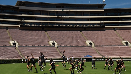 The Republic of Ireland training at the Rose Bowl stadium