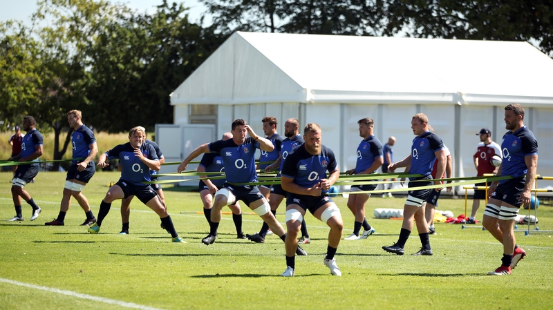 England players during a training session at Lensbury Hotel, Teddington last month