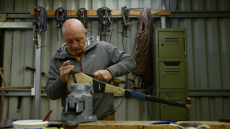 Terence "Sambo" McNaughton crafts a hurley. Yes, we call it a hurley where we come from.