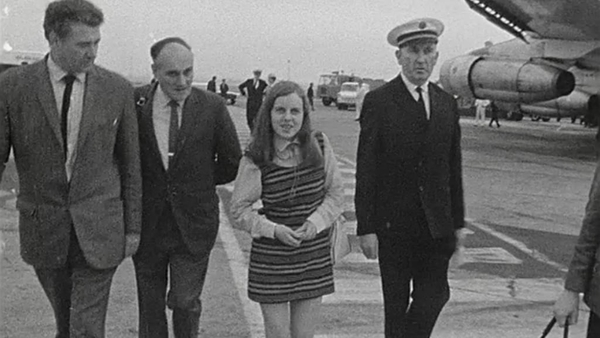 Bernadette Devlin at Shannon Airport.