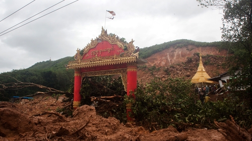 Sixteen homes and a monastery were covered in the mudslides