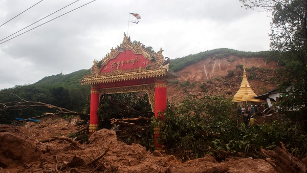 Sixteen homes and a monastery were covered in the mudslides