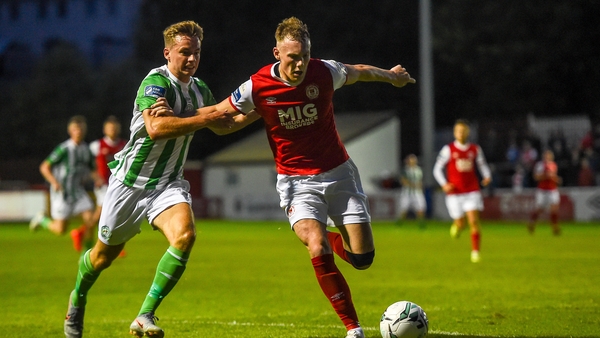 Ciaran Kelly of St Patrick's Athletic in action against Joe Doyle