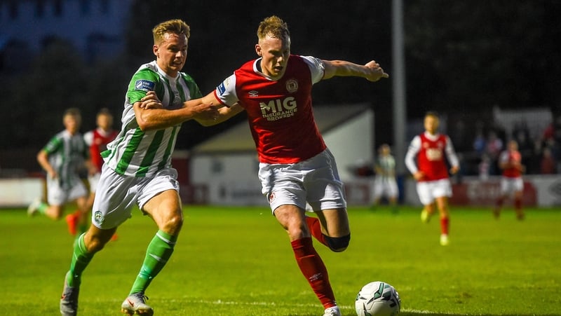 Ciaran Kelly of St Patrick's Athletic in action against Joe Doyle