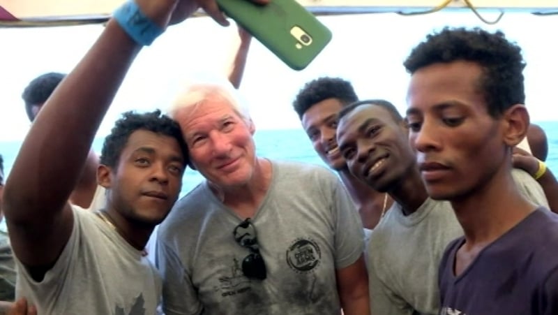 The actor boarded the Open Arms yesterday