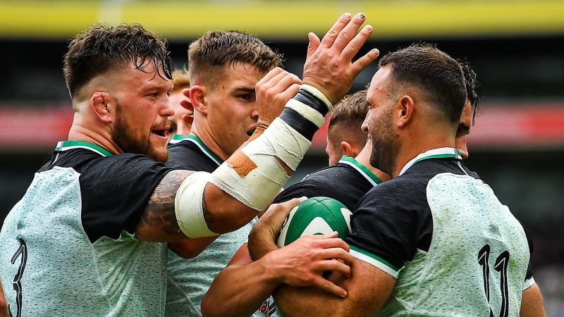 Ireland celebrate a try