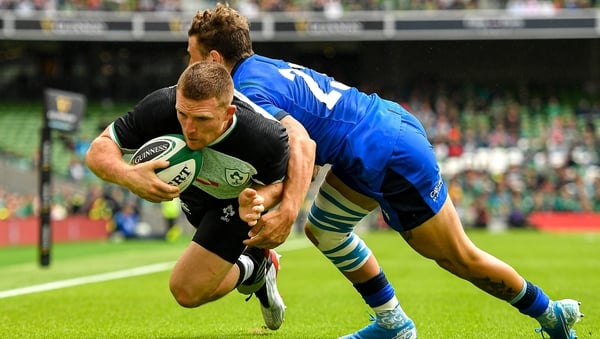 Andrew Conway diving over for a try