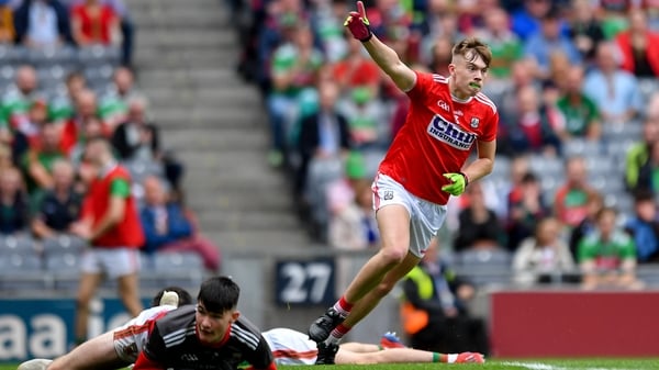 Daniel Linehan celebrates scoring Cork's second goal