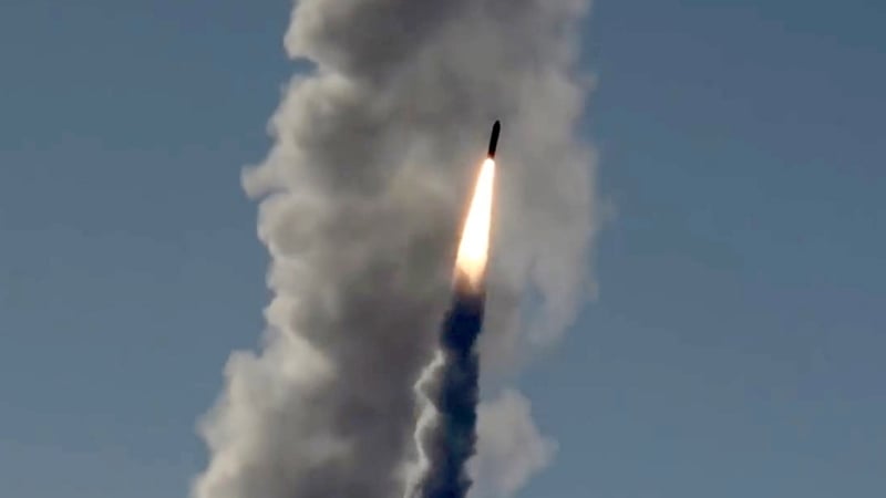 The missile was being tested on a platform at sea when its fuel caught fire and triggered an explosion (file picture)