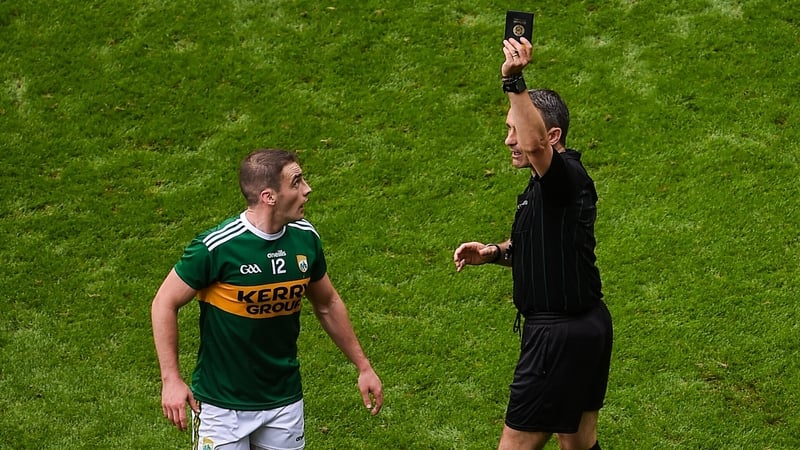 Stephen O'Brien is shown a black card in the semi-final