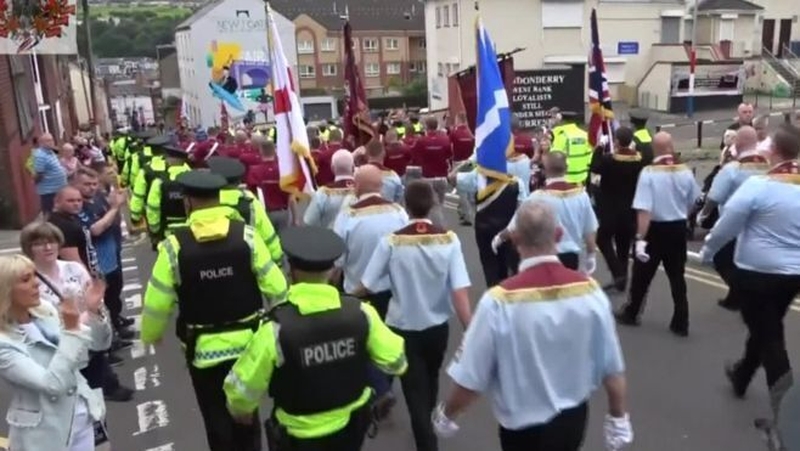 The PSNI flanked members of Clydevalley Flute Band from Larne during Saturday's parade