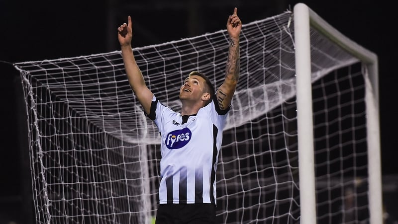 Patrick McEleney celebrates scoring his first and Dundalk's third goal