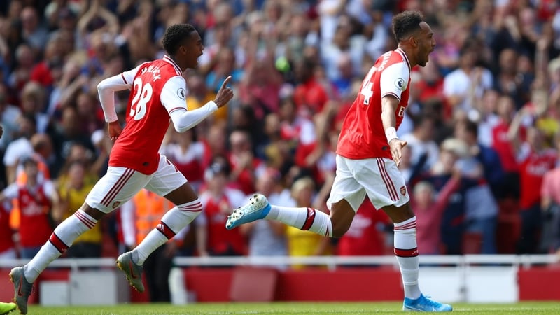 Pierre-Emerick Aubameyang celebrates his second match winning goal in a week