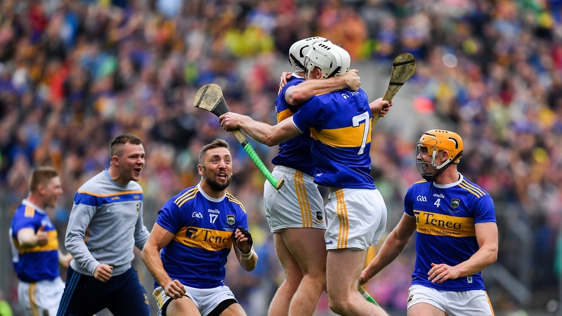 Tipp players celebrating at the full-time whistle