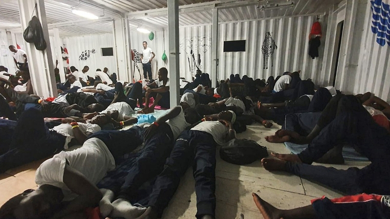 Migrants on the Ocean Viking vessel rescued from the Mediterranean Sea