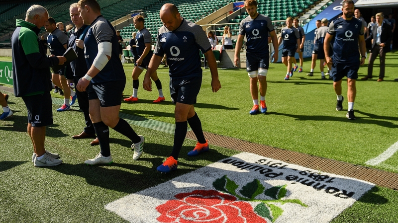 Ireland at the captain's run in Twickenham on Friday morning