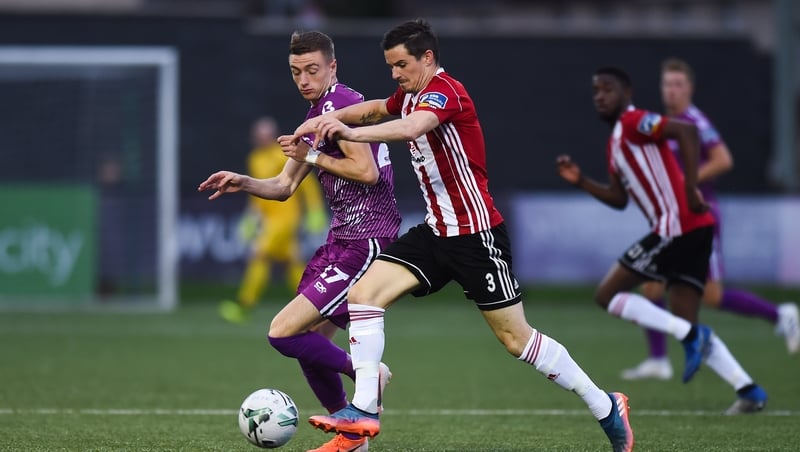 Ciarán Coll of Derry City and Daniel Kelly of Dundalk
