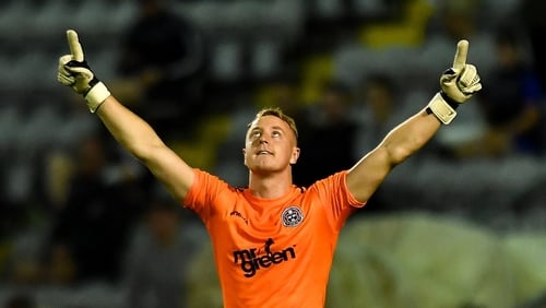 Bohemians goalkeeper James Talbot celebrates