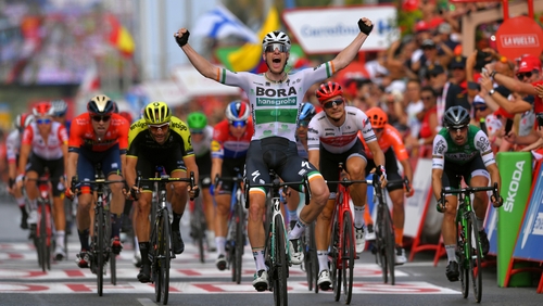 Sam Bennett, wearing the Irish national champion's jersey, maintained his excellent season with a stage win in Alicante
