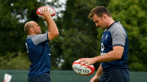 Rory Best (l) and Niall Scannell at training on Tuesday morning